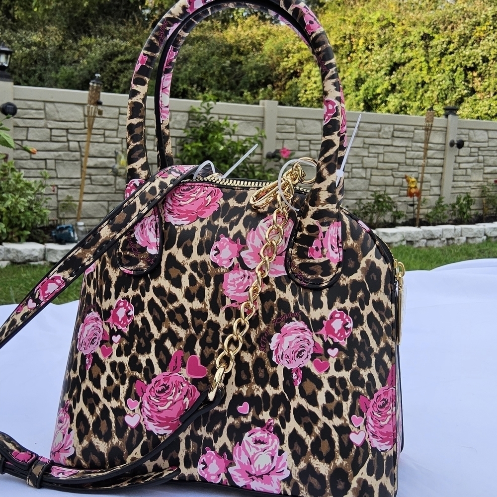 Betsey Johnson Pink and Brown Leopard Print Bag - Picture 6 of 6